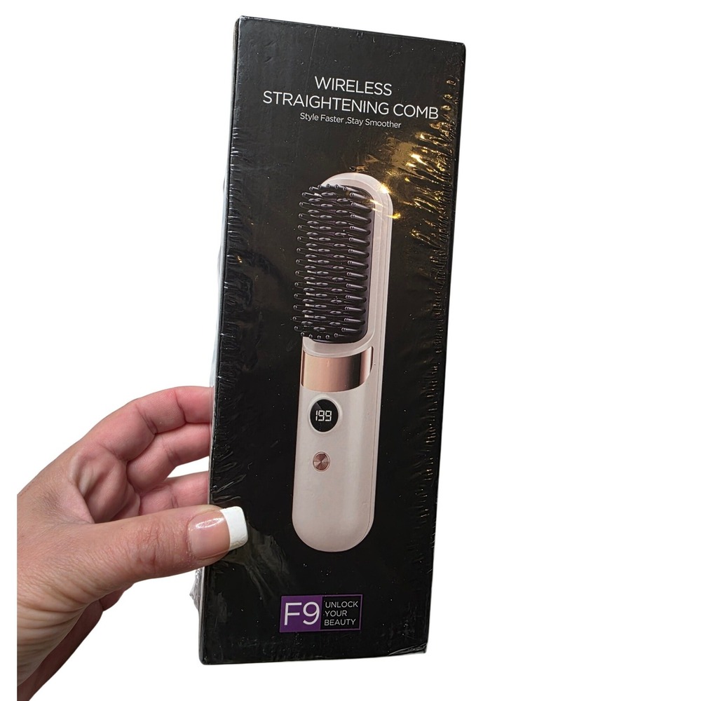 Wireless Hair‎ Straightening Comb F9 Portable Cordless USB Charging Black